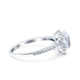 Starburst Teardrop Dainty Art Deco Pear Wedding Bridal Ring Round Simulated Cubic Zirconia 925 Sterling Silver