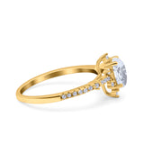 Starburst Teardrop Dainty Art Deco Pear Wedding Bridal Ring Round Simulated Cubic Zirconia 925 Sterling Silver