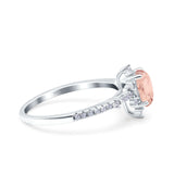 Starburst Teardrop Dainty Art Deco Pear Wedding Bridal Ring Round Simulated Cubic Zirconia 925 Sterling Silver