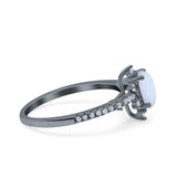 Starburst Teardrop Dainty Art Deco Pear Wedding Bridal Ring Round Simulated Cubic Zirconia 925 Sterling Silver