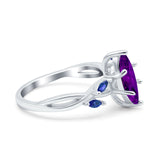 Infinity Twist Sapphire Marquise Wedding Ring Simulated Cubic Zirconia 925 Sterling Silver