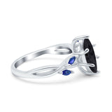 Infinity Twist Sapphire Marquise Wedding Ring Simulated Cubic Zirconia 925 Sterling Silver