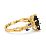 Infinity Twist Sapphire Marquise Wedding Ring Simulated Cubic Zirconia 925 Sterling Silver