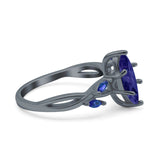 Infinity Twist Sapphire Marquise Wedding Ring Simulated Cubic Zirconia 925 Sterling Silver