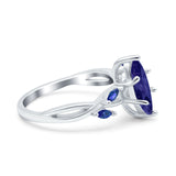 Infinity Twist Sapphire Marquise Wedding Ring Simulated Cubic Zirconia 925 Sterling Silver