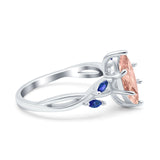 Infinity Twist Sapphire Marquise Wedding Ring Simulated Cubic Zirconia 925 Sterling Silver