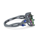 Infinity Twist Sapphire Marquise Wedding Ring Simulated Cubic Zirconia 925 Sterling Silver