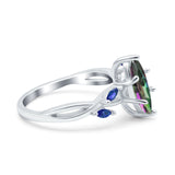 Infinity Twist Sapphire Marquise Wedding Ring Simulated Cubic Zirconia 925 Sterling Silver