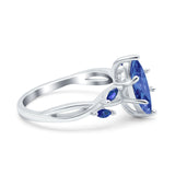 Infinity Twist Sapphire Marquise Wedding Ring Simulated Cubic Zirconia 925 Sterling Silver