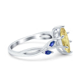 Infinity Twist Sapphire Marquise Wedding Ring Simulated Cubic Zirconia 925 Sterling Silver