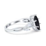 Infinity Twist Marquise Art Deco Engagement Ring Simulated Cubic Zirconia 925 Sterling Silver
