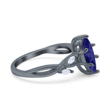 Infinity Twist Marquise Art Deco Engagement Ring Simulated Cubic Zirconia 925 Sterling Silver