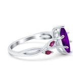 Infinity Twist Marquise Wedding Ring Simulated Cubic Zirconia & Ruby 925 Sterling Silver