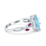 Infinity Twist Marquise Wedding Ring Simulated Cubic Zirconia & Ruby 925 Sterling Silver