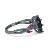 Infinity Twist Marquise Wedding Ring Simulated Cubic Zirconia & Ruby 925 Sterling Silver