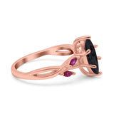 Infinity Twist Marquise Wedding Ring Simulated Cubic Zirconia & Ruby 925 Sterling Silver