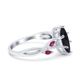 Infinity Twist Marquise Wedding Ring Simulated Cubic Zirconia & Ruby 925 Sterling Silver