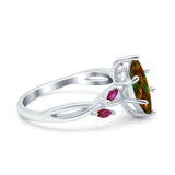 Infinity Twist Marquise Wedding Ring Simulated Cubic Zirconia & Ruby 925 Sterling Silver