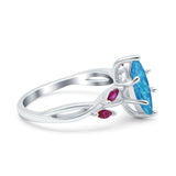 Infinity Twist Marquise Wedding Ring Simulated Cubic Zirconia & Ruby 925 Sterling Silver