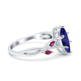 Infinity Twist Marquise Wedding Ring Simulated Cubic Zirconia & Ruby 925 Sterling Silver