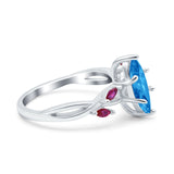 Infinity Twist Marquise Wedding Ring Simulated Cubic Zirconia & Ruby 925 Sterling Silver