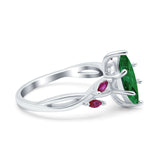 Infinity Twist Marquise Wedding Ring Simulated Cubic Zirconia & Ruby 925 Sterling Silver