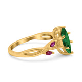 Infinity Twist Marquise Wedding Ring Simulated Cubic Zirconia & Ruby 925 Sterling Silver