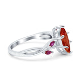Infinity Twist Marquise Wedding Ring Simulated Cubic Zirconia & Ruby 925 Sterling Silver