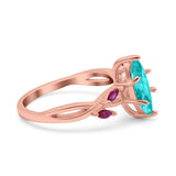 Infinity Twist Marquise Wedding Ring Simulated Cubic Zirconia & Ruby 925 Sterling Silver