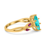 Infinity Twist Marquise Wedding Ring Simulated Cubic Zirconia & Ruby 925 Sterling Silver