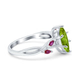 Infinity Twist Marquise Wedding Ring Simulated Cubic Zirconia & Ruby 925 Sterling Silver
