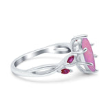 Infinity Twist Marquise Wedding Ring Simulated Cubic Zirconia & Ruby 925 Sterling Silver