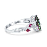 Infinity Twist Marquise Wedding Ring Simulated Cubic Zirconia & Ruby 925 Sterling Silver