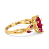 Infinity Twist Marquise Wedding Ring Simulated Cubic Zirconia & Ruby 925 Sterling Silver