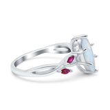 Infinity Twist Marquise Wedding Ring Simulated Cubic Zirconia & Ruby 925 Sterling Silver