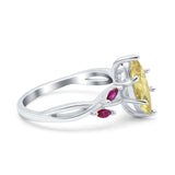 Infinity Twist Marquise Wedding Ring Simulated Cubic Zirconia & Ruby 925 Sterling Silver