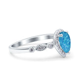 Halo Pear Shape Wedding Engagement Ring Round Simulated Cubic Zirconia 925 Sterling Silver