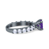 Art Deco Wedding Bridal Ring Round Simulated Cubic Zirconia 925 Sterling Silver