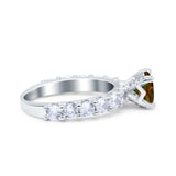 Art Deco Wedding Bridal Ring Round Simulated Cubic Zirconia 925 Sterling Silver