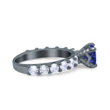 Art Deco Wedding Bridal Ring Round Simulated Cubic Zirconia 925 Sterling Silver