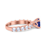 Art Deco Wedding Bridal Ring Round Simulated Cubic Zirconia 925 Sterling Silver
