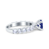 Art Deco Wedding Bridal Ring Round Simulated Cubic Zirconia 925 Sterling Silver