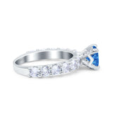Art Deco Wedding Bridal Ring Round Simulated Cubic Zirconia 925 Sterling Silver