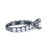 Art Deco Wedding Bridal Ring Round Simulated Cubic Zirconia 925 Sterling Silver