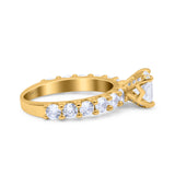 Art Deco Wedding Bridal Ring Round Simulated Cubic Zirconia 925 Sterling Silver