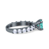 Art Deco Wedding Bridal Ring Round Simulated Cubic Zirconia 925 Sterling Silver