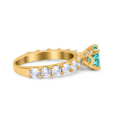 Art Deco Wedding Bridal Ring Round Simulated Cubic Zirconia 925 Sterling Silver