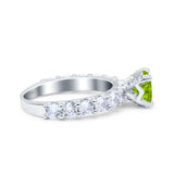 Art Deco Wedding Bridal Ring Round Simulated Cubic Zirconia 925 Sterling Silver