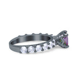 Art Deco Wedding Bridal Ring Round Simulated Cubic Zirconia 925 Sterling Silver
