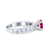 Art Deco Wedding Bridal Ring Round Simulated Cubic Zirconia 925 Sterling Silver